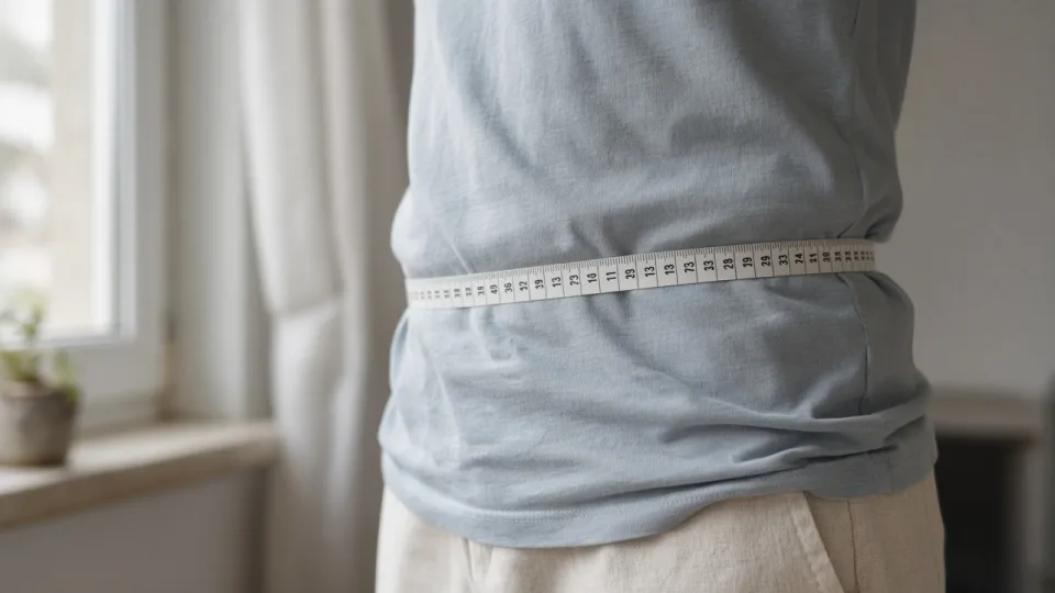 Measuring the waist with a tape