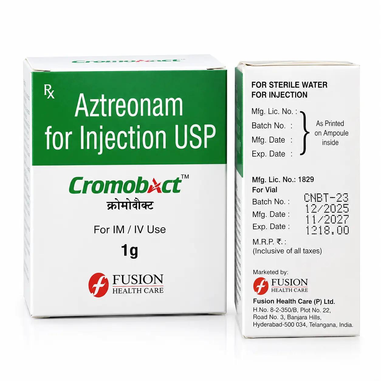 Cromobact — Aztreonam 1 g, 1 pcs, Fusion Health Care