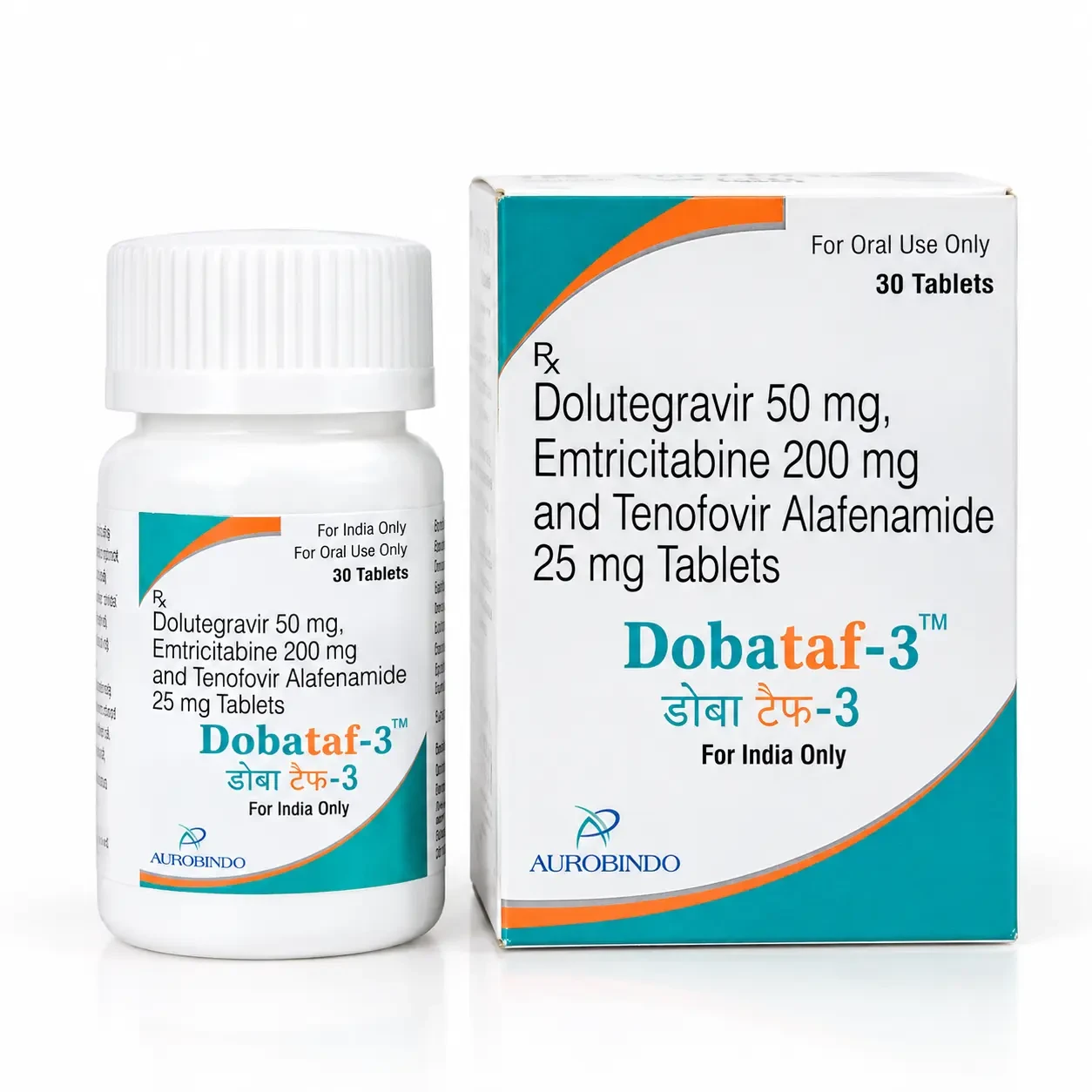 Dobataf 3 — Dolutegravir 50 mg / 200 mg / 25 mg, 30 pcs, Aurobindo Pharma