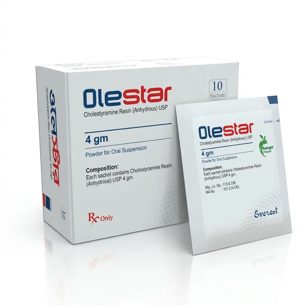 Olestar — Cholestyramine Resin 4 gm, 10 pcs, Everest