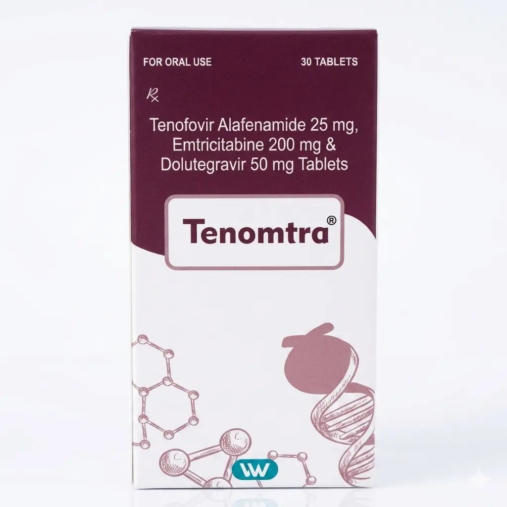 Tenomtra — Tenofovir Alafenamide 25 мг / 200 мг / 50 мг, 30 pcs, Leowin Pharmaceuticals