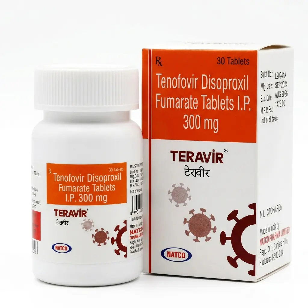 Teravir — Tenofovir Disoproxil Fumarate 300 mg, 30 pcs, Natco
