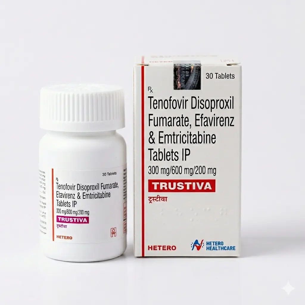 Trustiva — Tenofovir Disoproxil Fumarate 300 mg + 600 mg + 200 mg, 30 pcs, Hetero