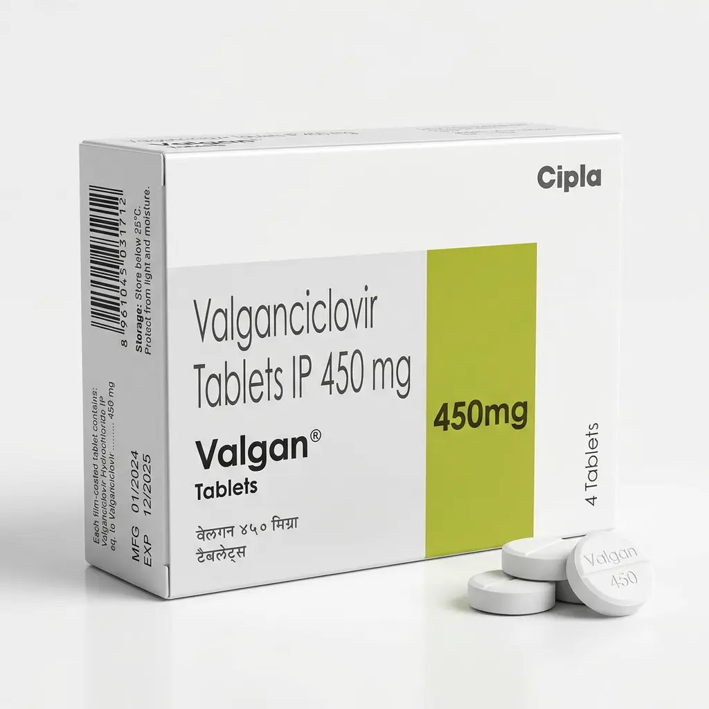 Valgan — Valganciclovir 450 mg, 4 pcs, Cipla