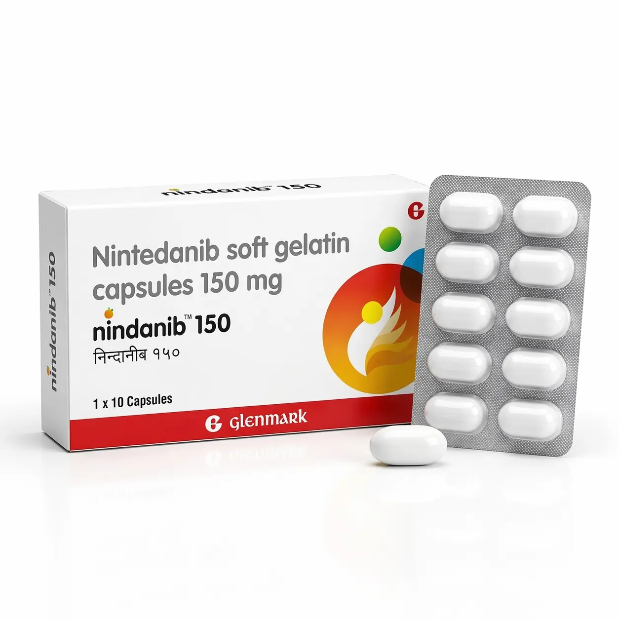 Nindanib — Nintedanib 150 mg, 10 pcs, Glenmark