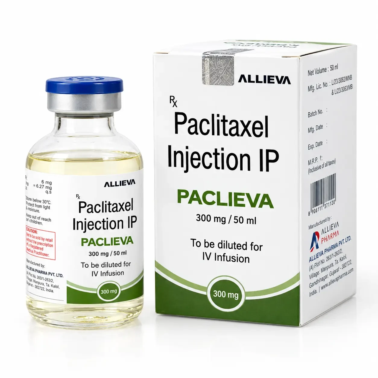 Paclieva 300 — Paclitaxel 300 mg, 1 pcs, Allieva
