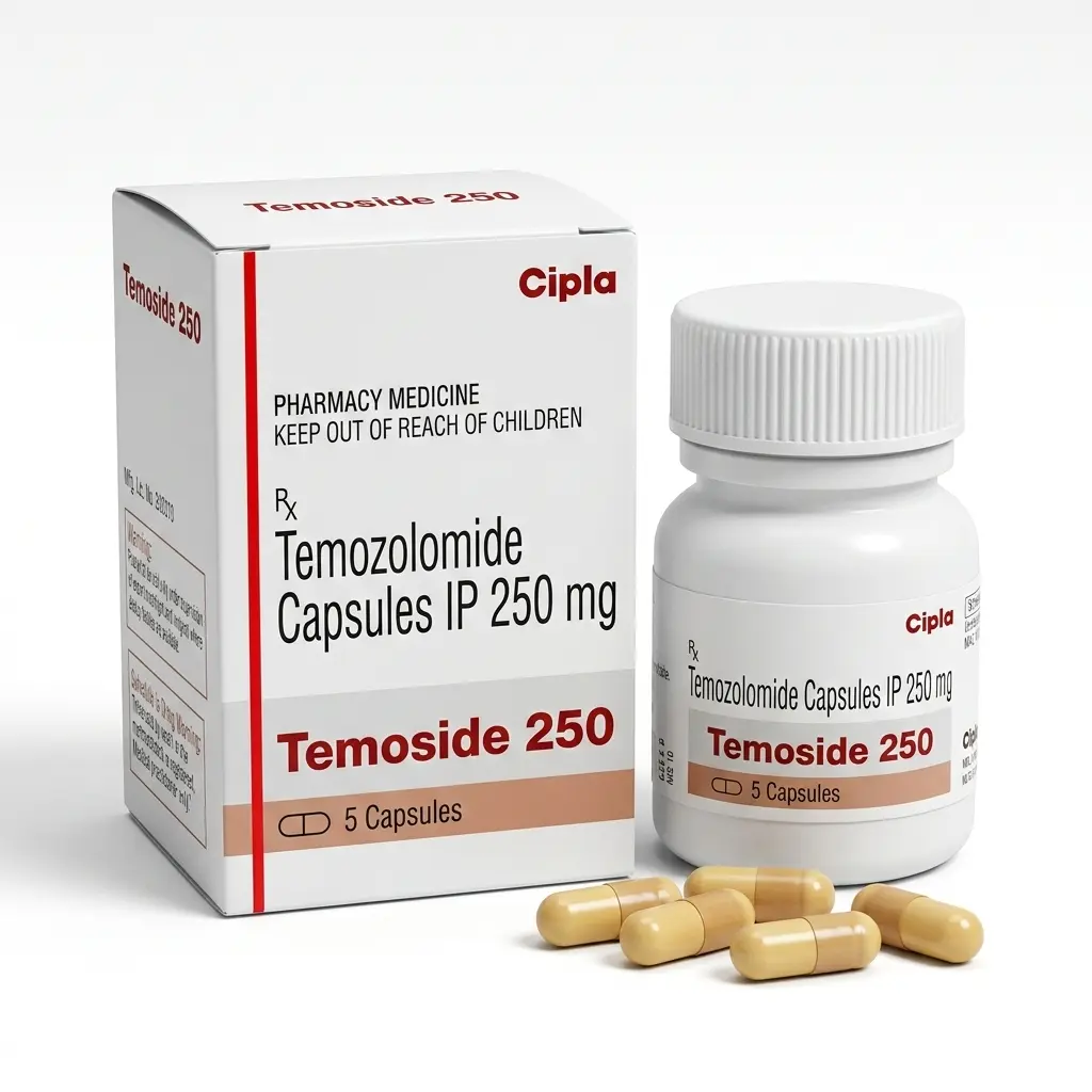 Temoside — Temozolomide 250 mg, 5 pcs, Cipla