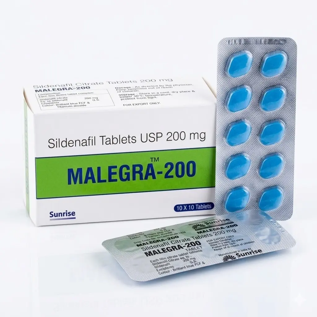 Malegra-200 — Sildenafil 200 mg, 10 pcs, Sunrise Remedies